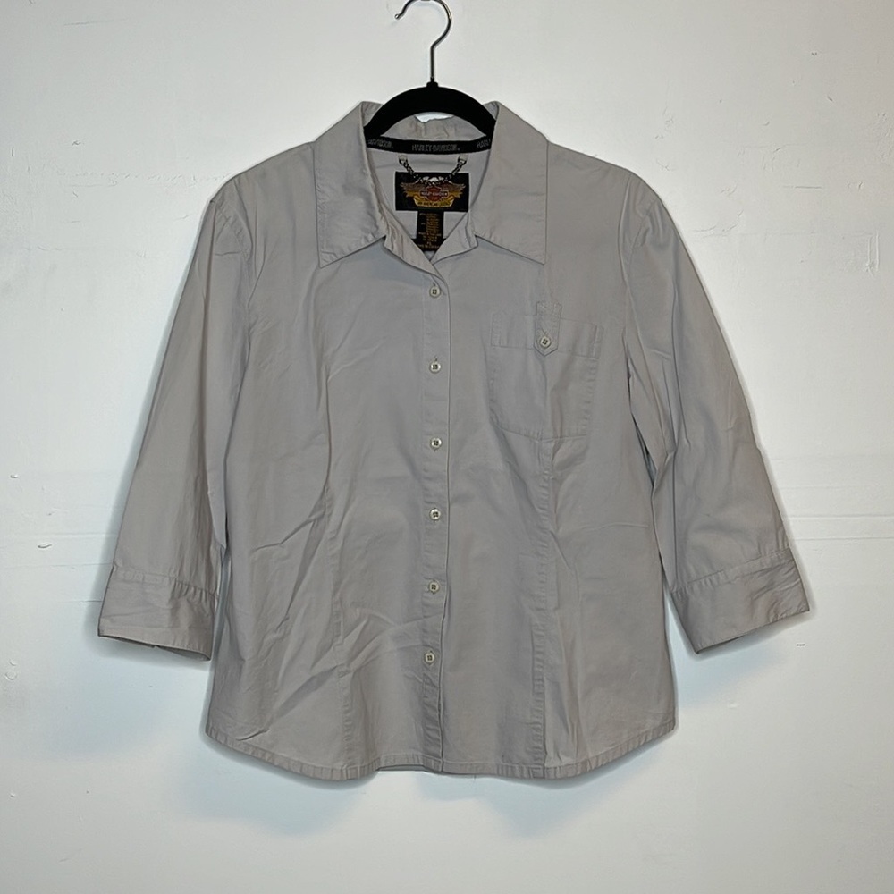 Harley Davidson 3/4 Sleeve Button Polo Shirts